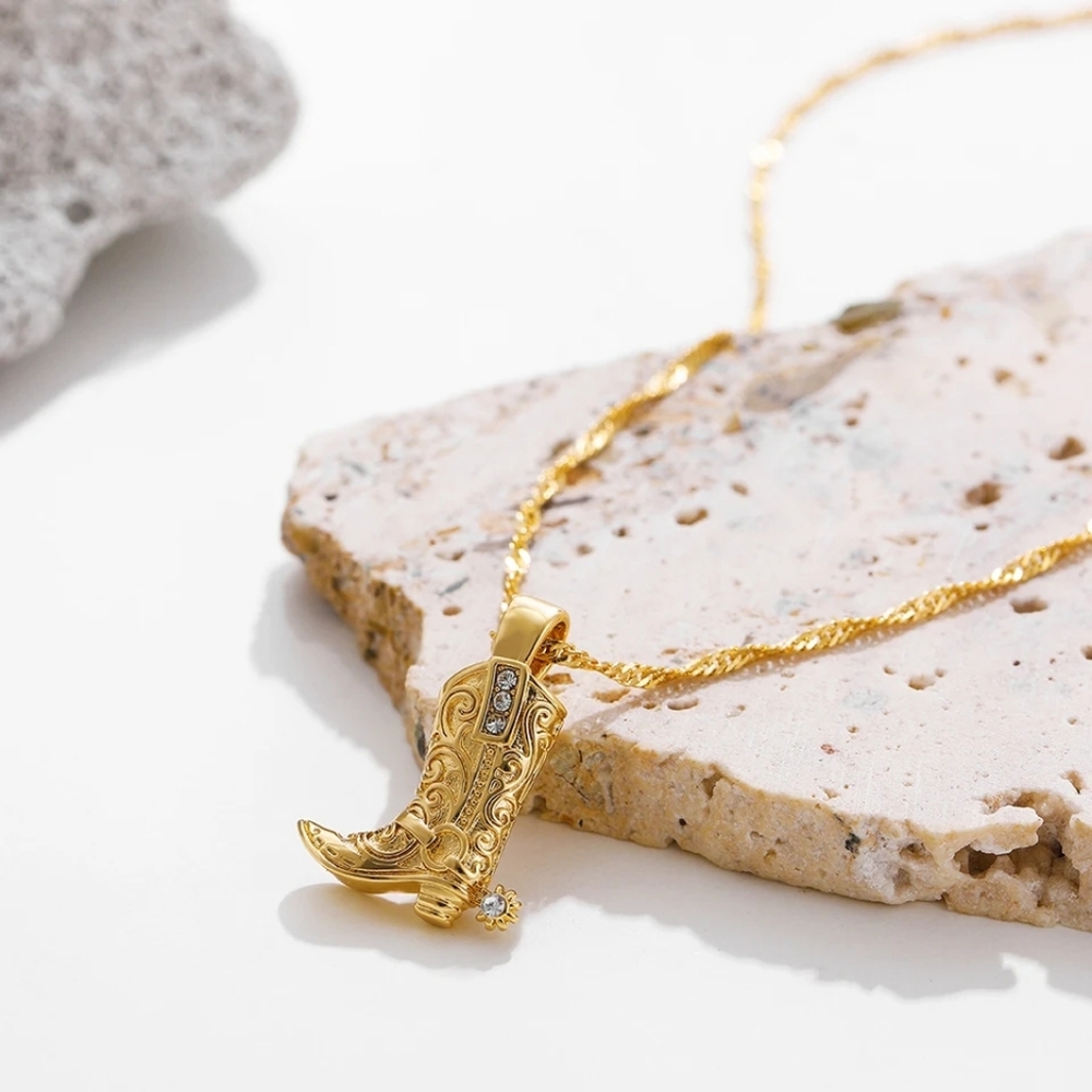 Gold or sliver boot necklace